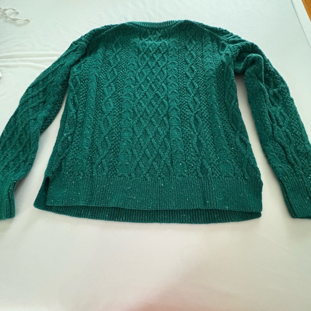 Emerald Green Cable Knit Nubby Sweater
